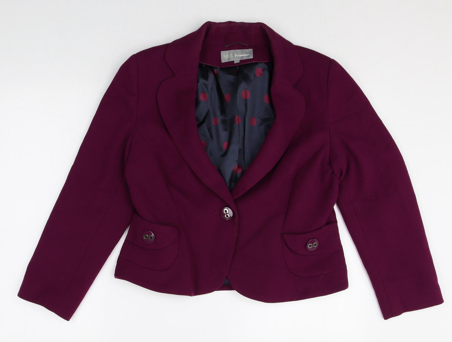 Marks and Spencer Womens Purple Polyester Jacket Blazer Size 14