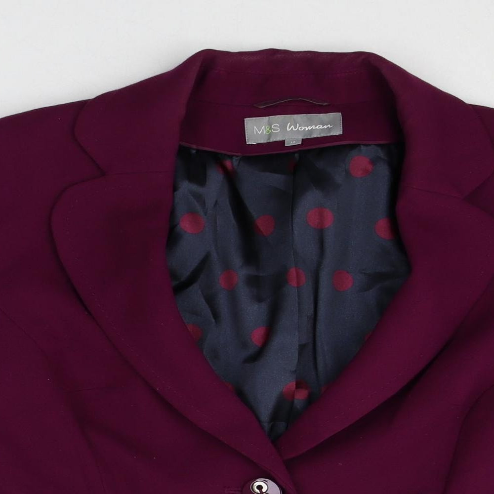 Marks and Spencer Womens Purple Polyester Jacket Blazer Size 14