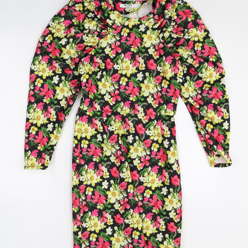 Naked Womens Multicoloured Floral Polyester A-Line Size 6 Round Neck Pullover