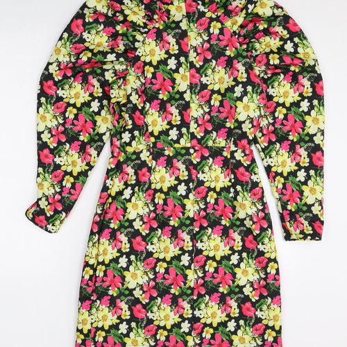 Naked Womens Multicoloured Floral Polyester A-Line Size 6 Round Neck Pullover