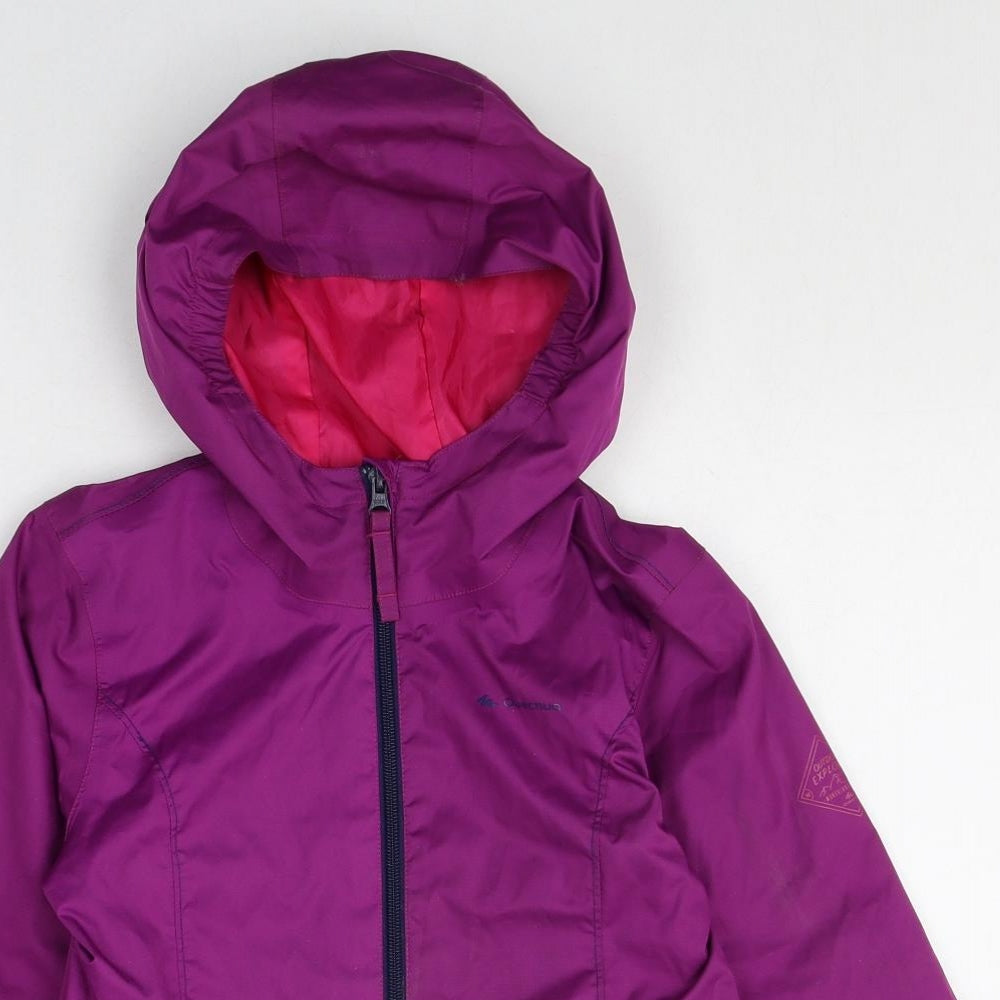 DECATHLON Girls Purple Windbreaker Jacket Size 10 Years Zip