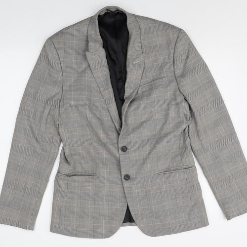 NEXT Mens Green Plaid Polyester Jacket Suit Jacket Size 40 Regular
