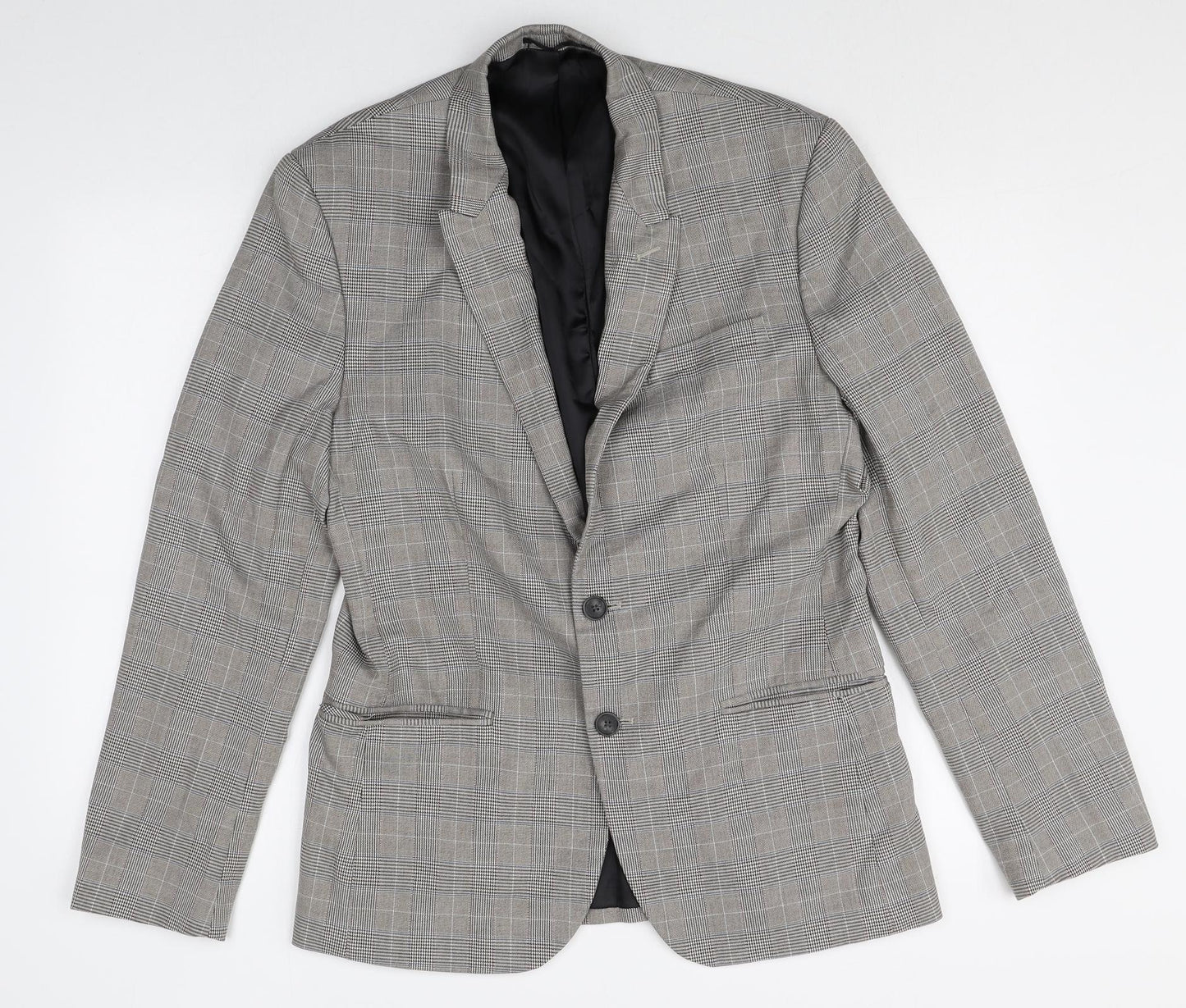 NEXT Mens Green Plaid Polyester Jacket Suit Jacket Size 40 Regular