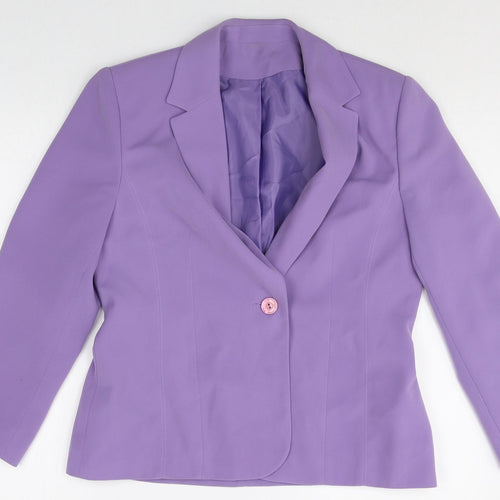 Anne Brooks Womens Purple Polyester Jacket Blazer Size 14