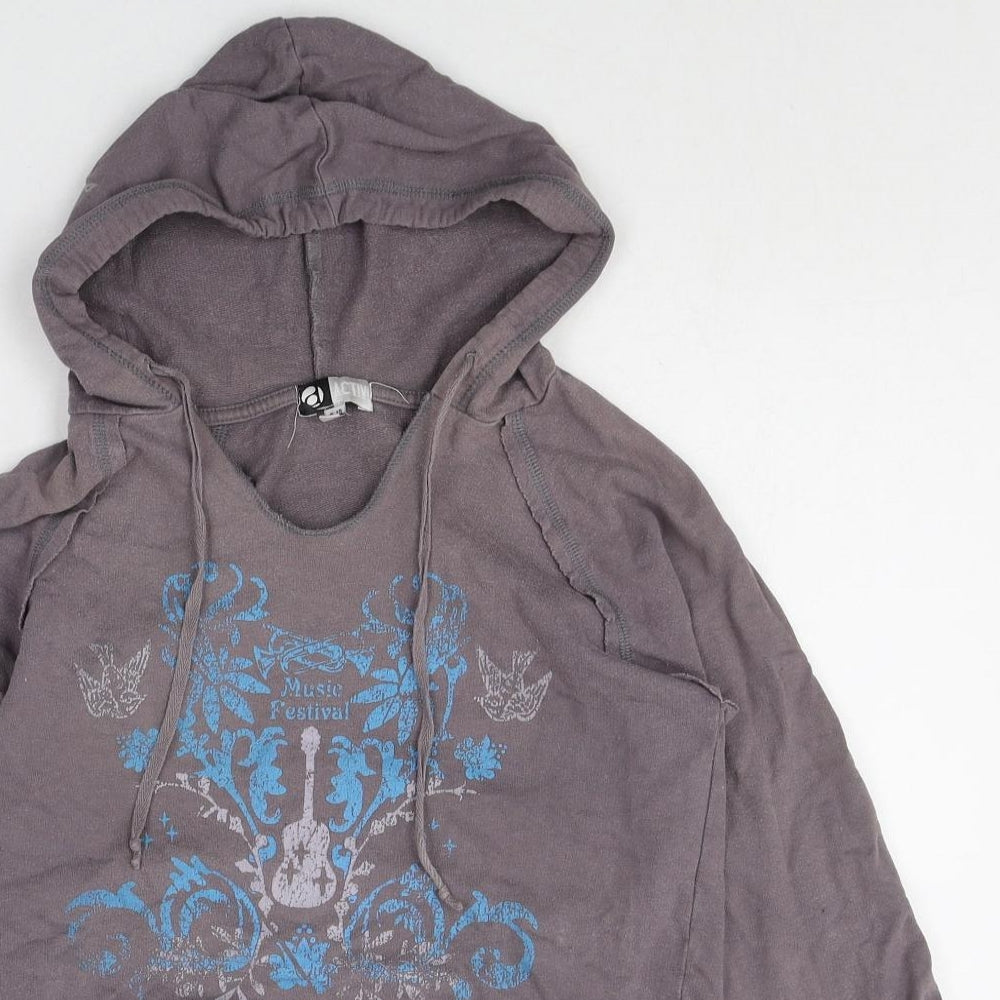 Active Womens Grey 100% Cotton Pullover Hoodie Size 8 Pullover