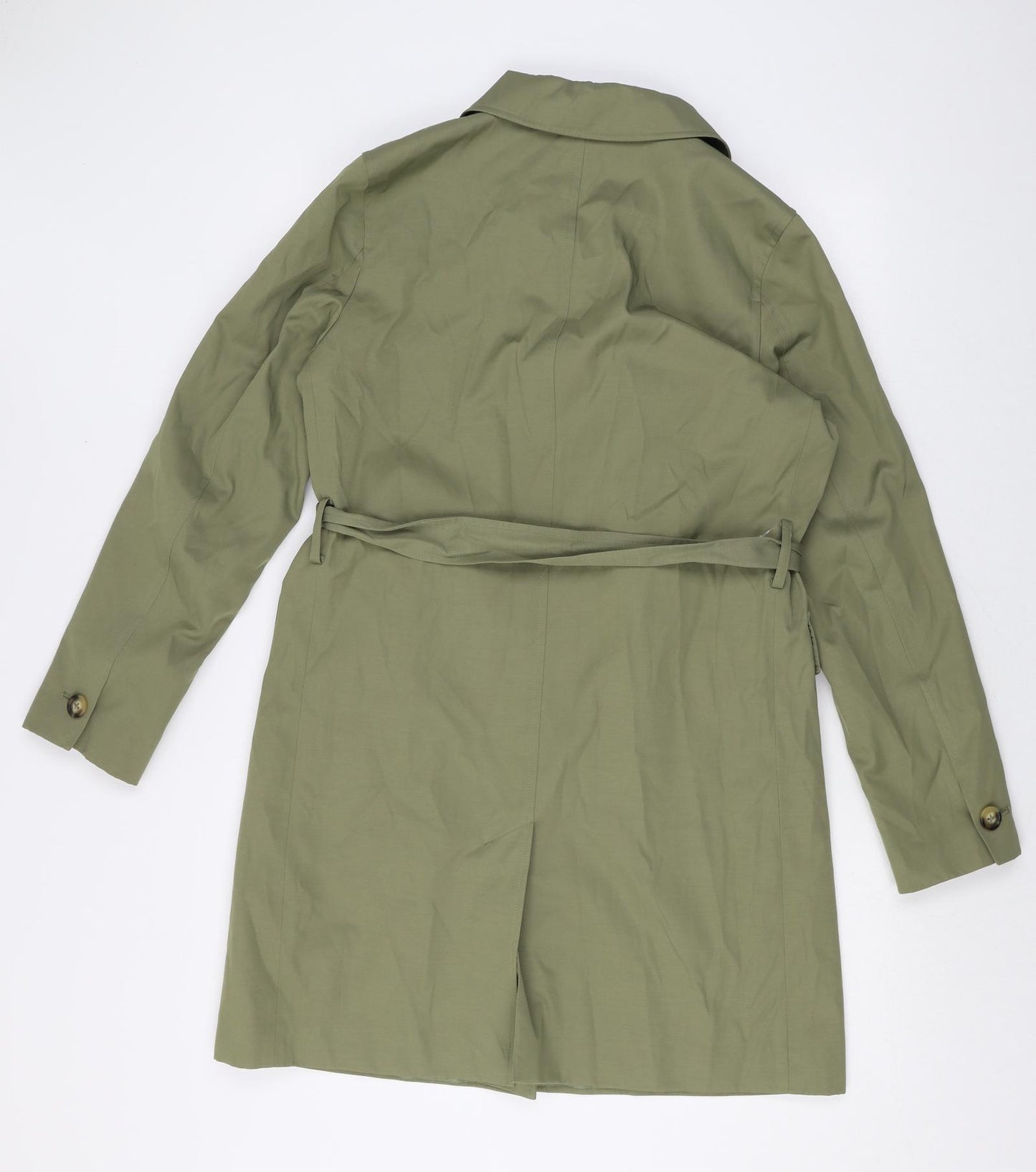 Marks and Spencer Womens Green Trench Coat Coat Size 12 Button