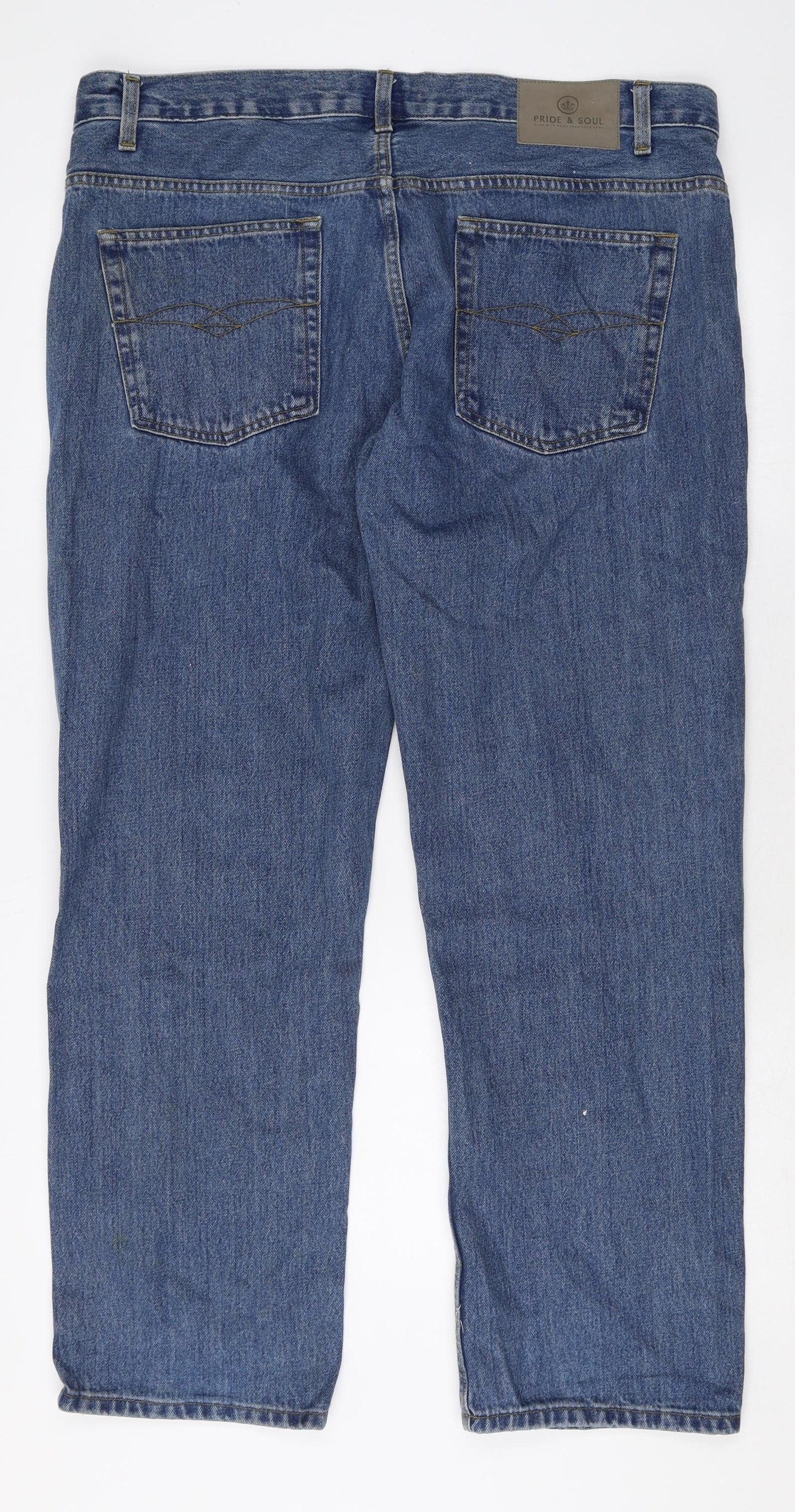 Preworn Mens Blue Cotton Straight Jeans Size 38 in Regular Zip
