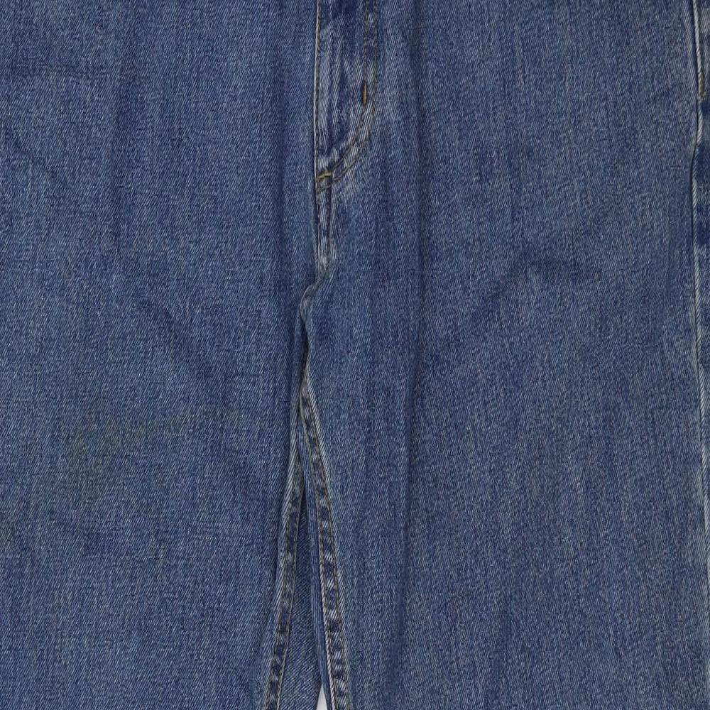 Preworn Mens Blue Cotton Straight Jeans Size 38 in Regular Zip