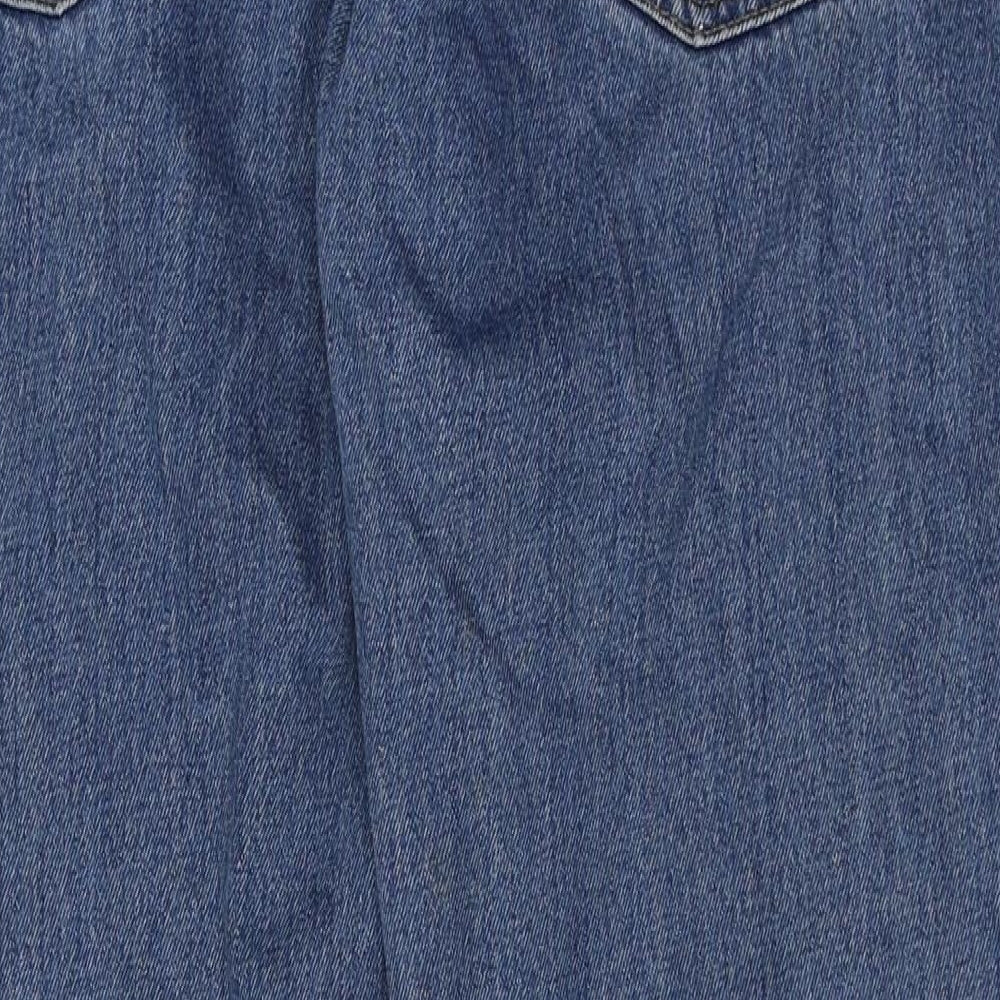 Preworn Mens Blue Cotton Straight Jeans Size 38 in Regular Zip