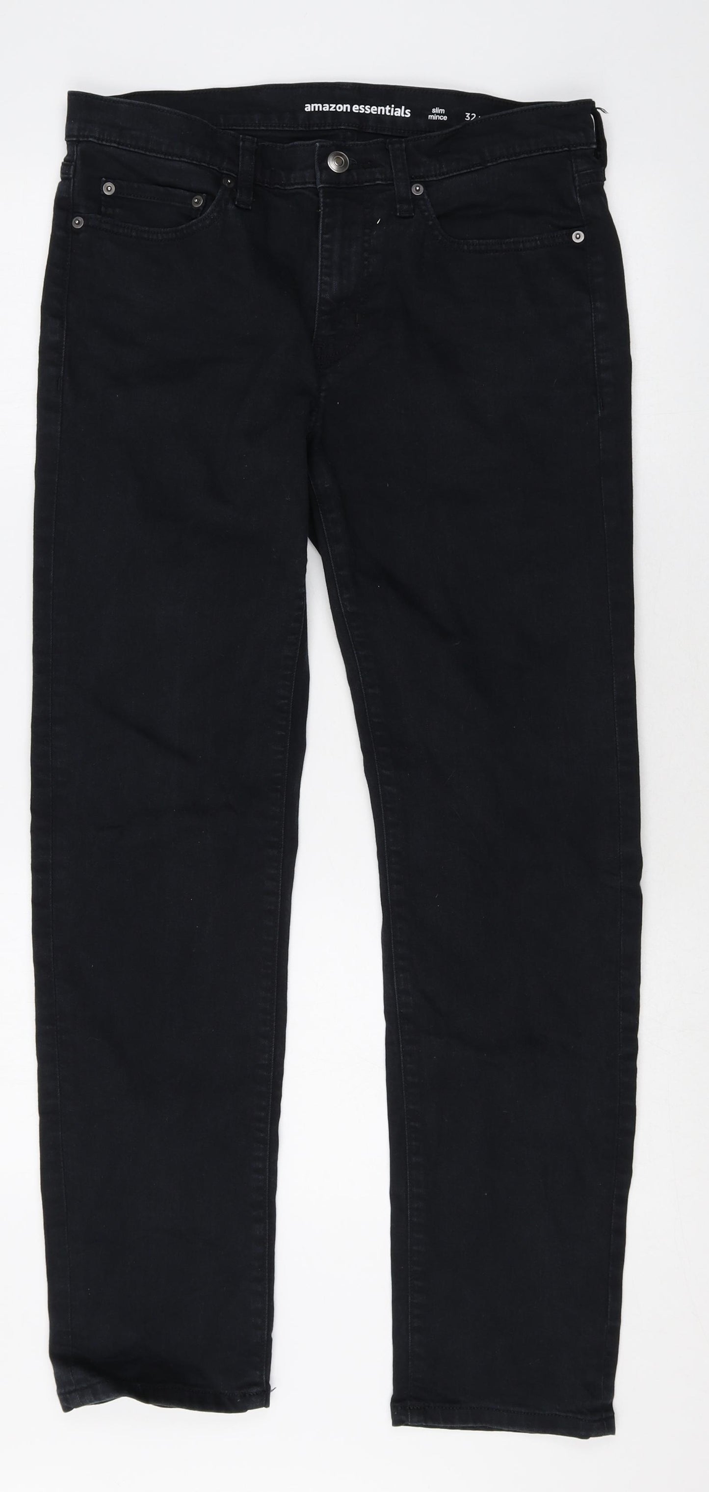 Amazon Mens Black Cotton Straight Jeans Size 32 in Regular Zip