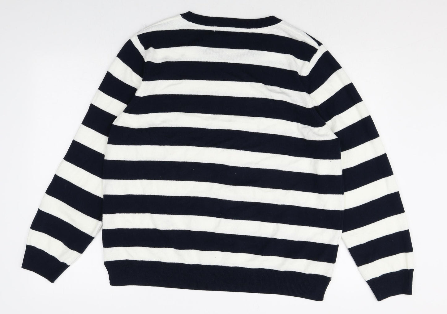 Marks and Spencer Womens Multicoloured Round Neck Striped Cotton Pullover Jumper Size 20