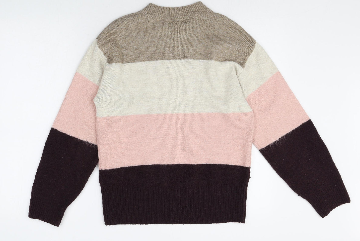 H&M Womens Multicoloured Round Neck Polyester Pullover Jumper Size XS - Colourblock Pattern