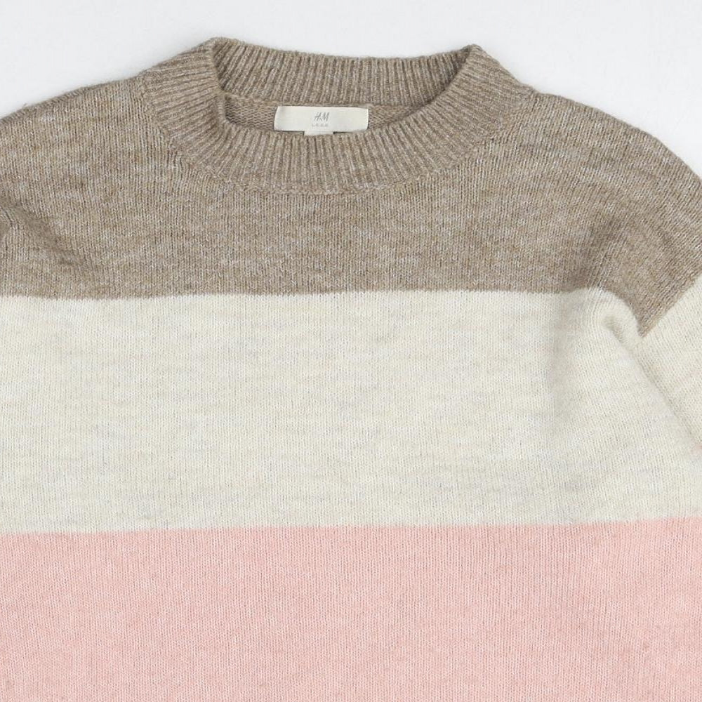 H&M Womens Multicoloured Round Neck Polyester Pullover Jumper Size XS - Colourblock Pattern