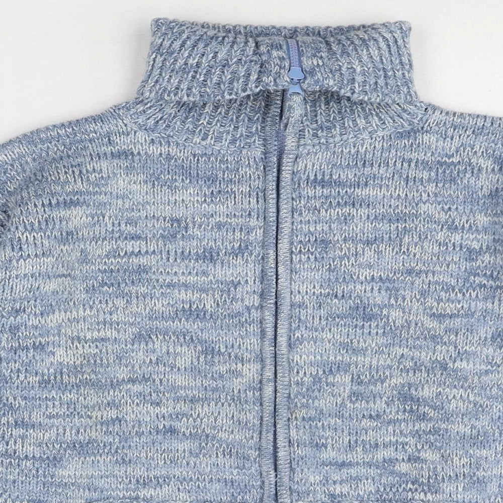 Bonmarché Womens Grey Roll Neck Acrylic Full Zip Jumper Size L