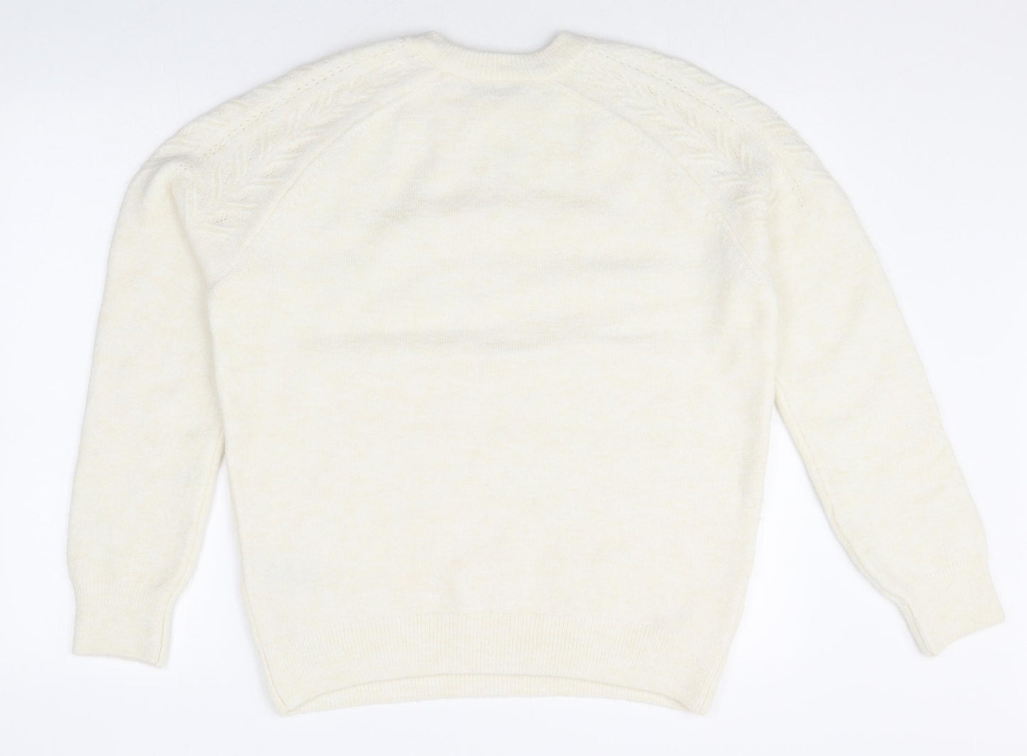 Marks and Spencer Womens White Round Neck Acrylic Pullover Jumper Size M