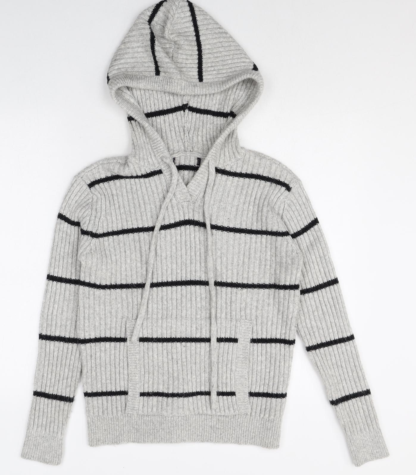 Marks and Spencer Womens Multicoloured Striped Acetate Pullover Hoodie Size S Pullover