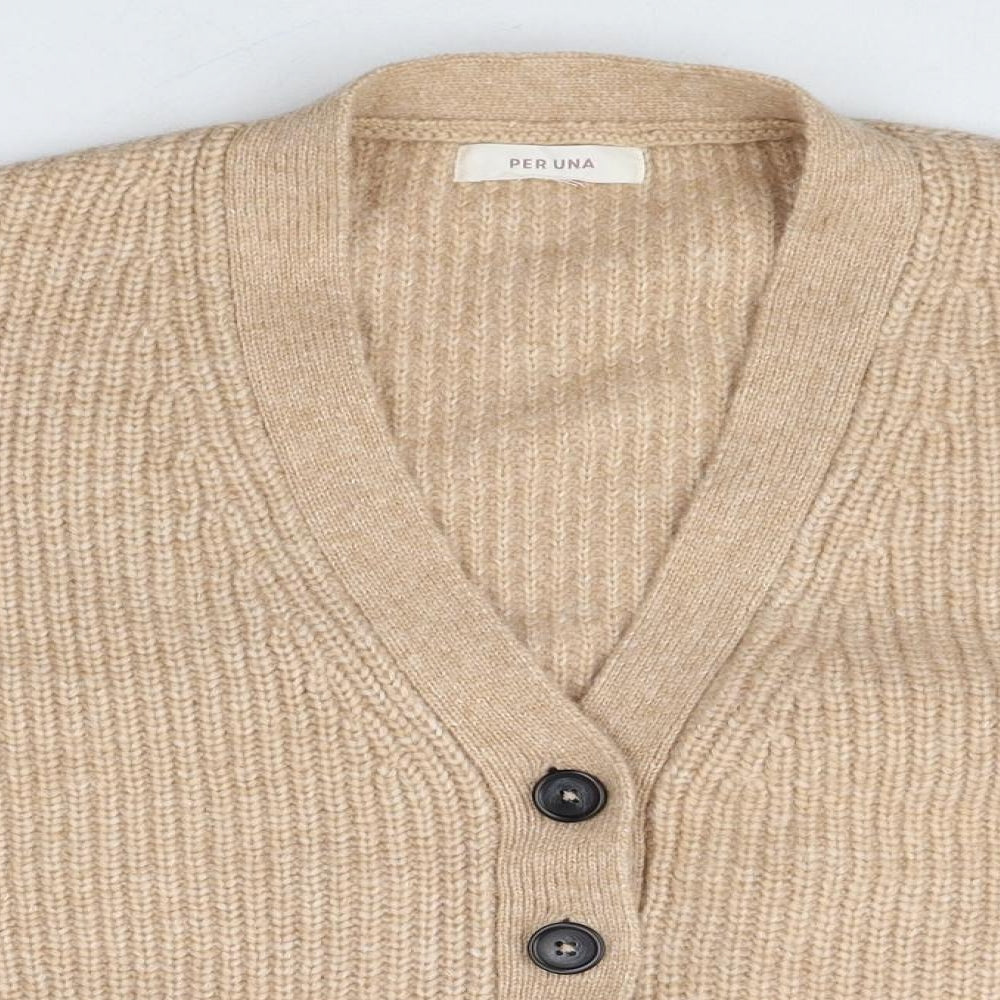 Per Una Womens Brown V-Neck Acrylic Cardigan Jumper Size L