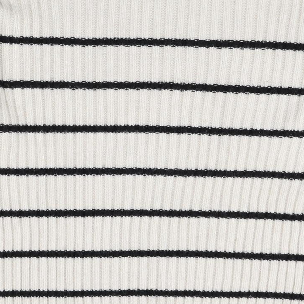 Marks and Spencer Womens Multicoloured Round Neck Striped Cotton Pullover Jumper Size M