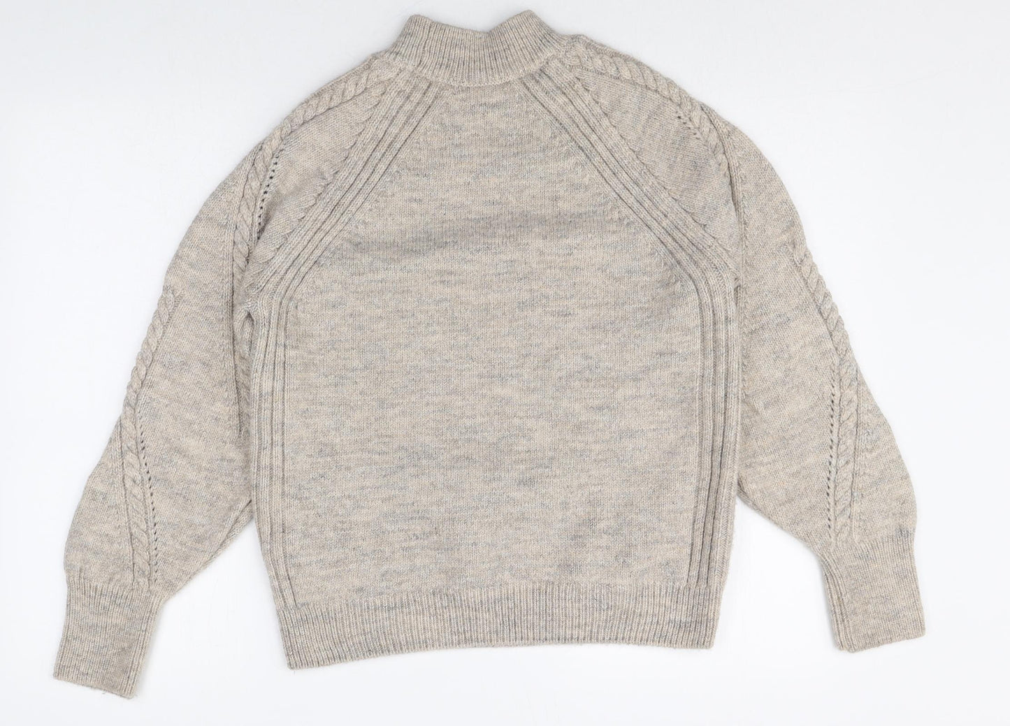 Marks and Spencer Womens Beige Mock Neck Acrylic Pullover Jumper Size S