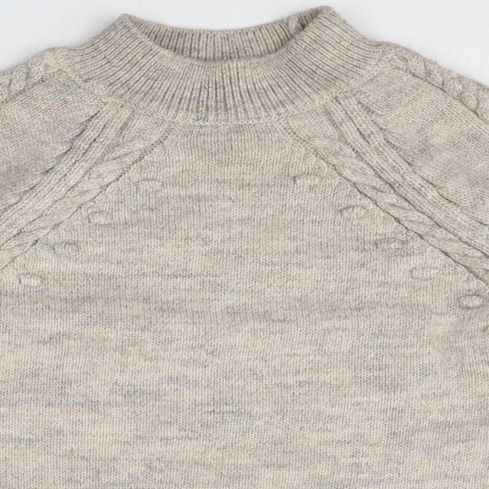 Marks and Spencer Womens Beige Mock Neck Acrylic Pullover Jumper Size S