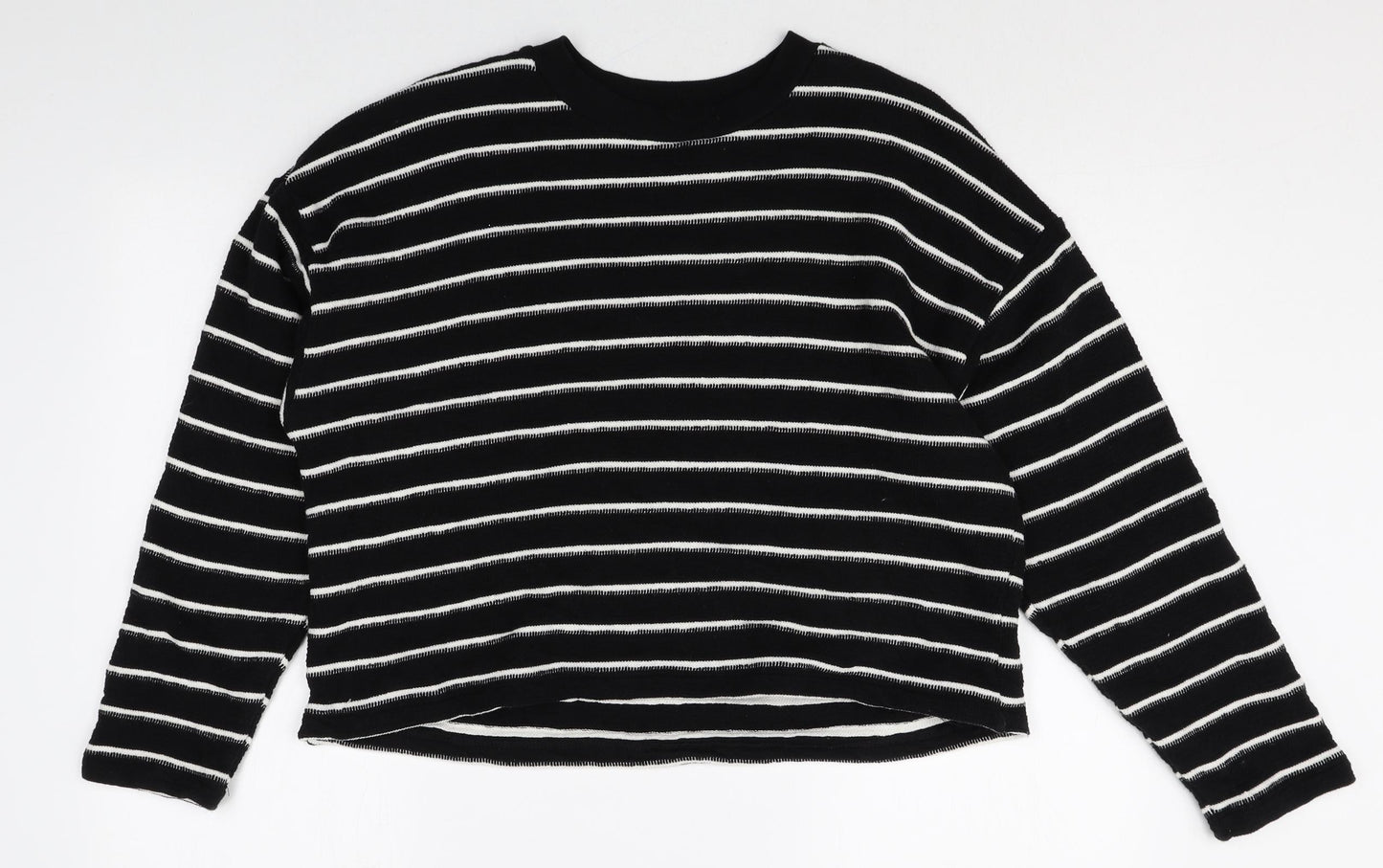 Marks and Spencer Womens Multicoloured Round Neck Striped Cotton Pullover Jumper Size 14