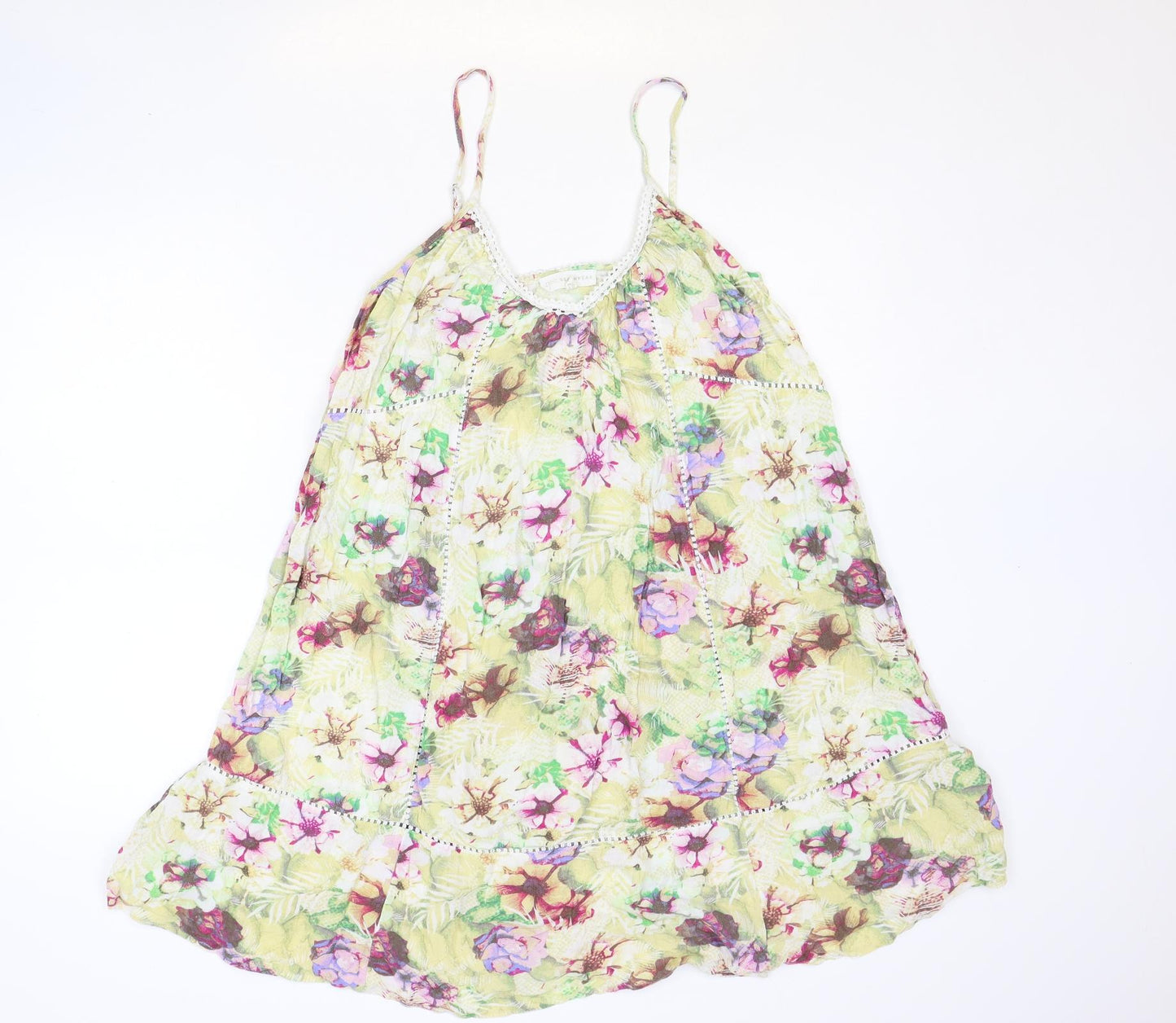 NEXT Womens Multicoloured Floral Viscose Tank Dress Size 12 Round Neck Pullover