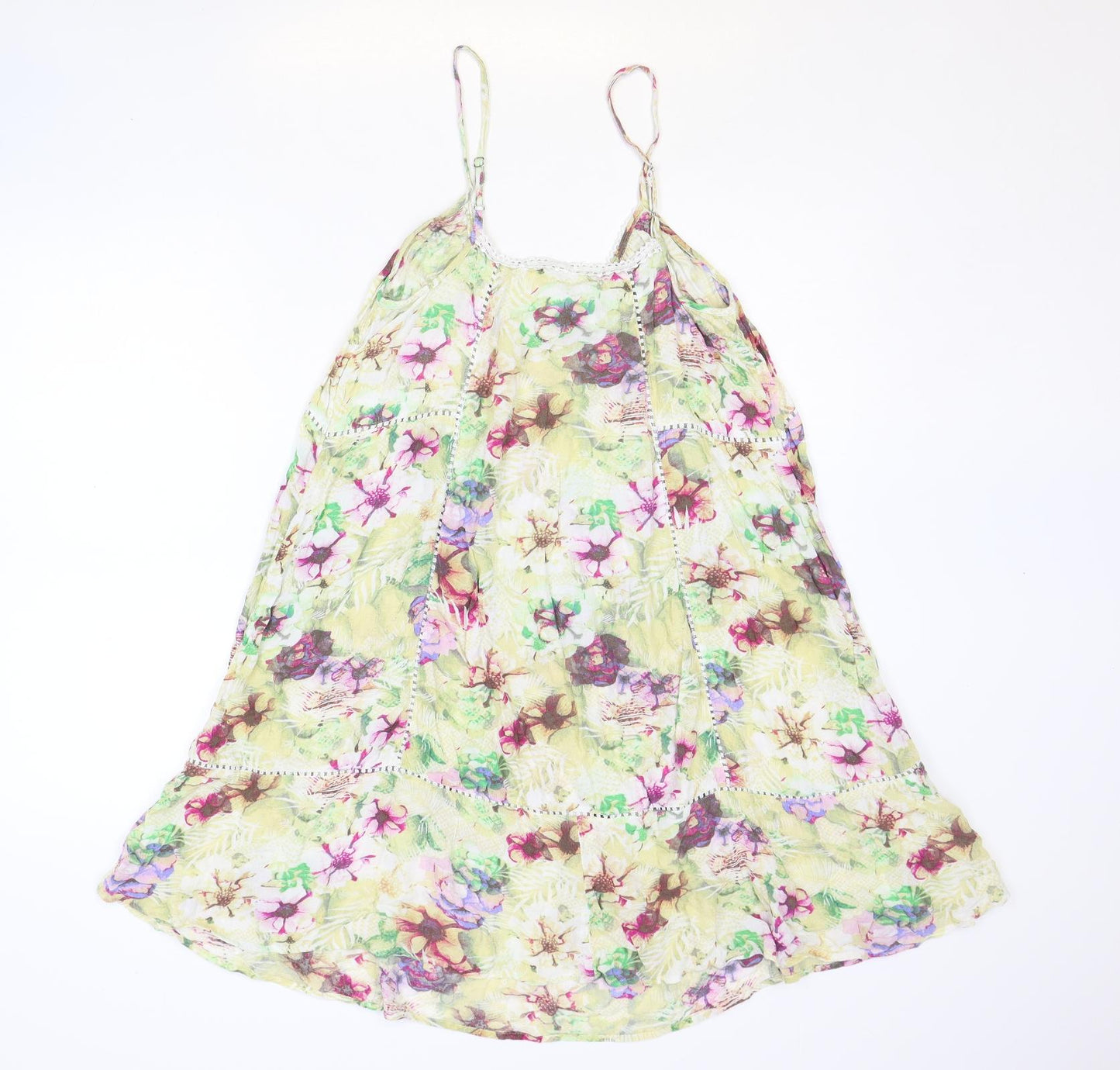 NEXT Womens Multicoloured Floral Viscose Tank Dress Size 12 Round Neck Pullover