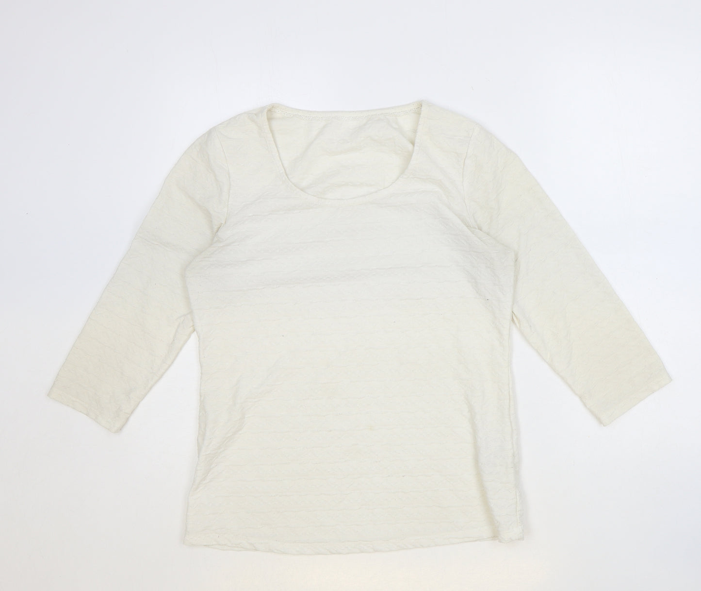 Marks and Spencer Womens Ivory Polyester Basic Blouse Size 12 Scoop Neck