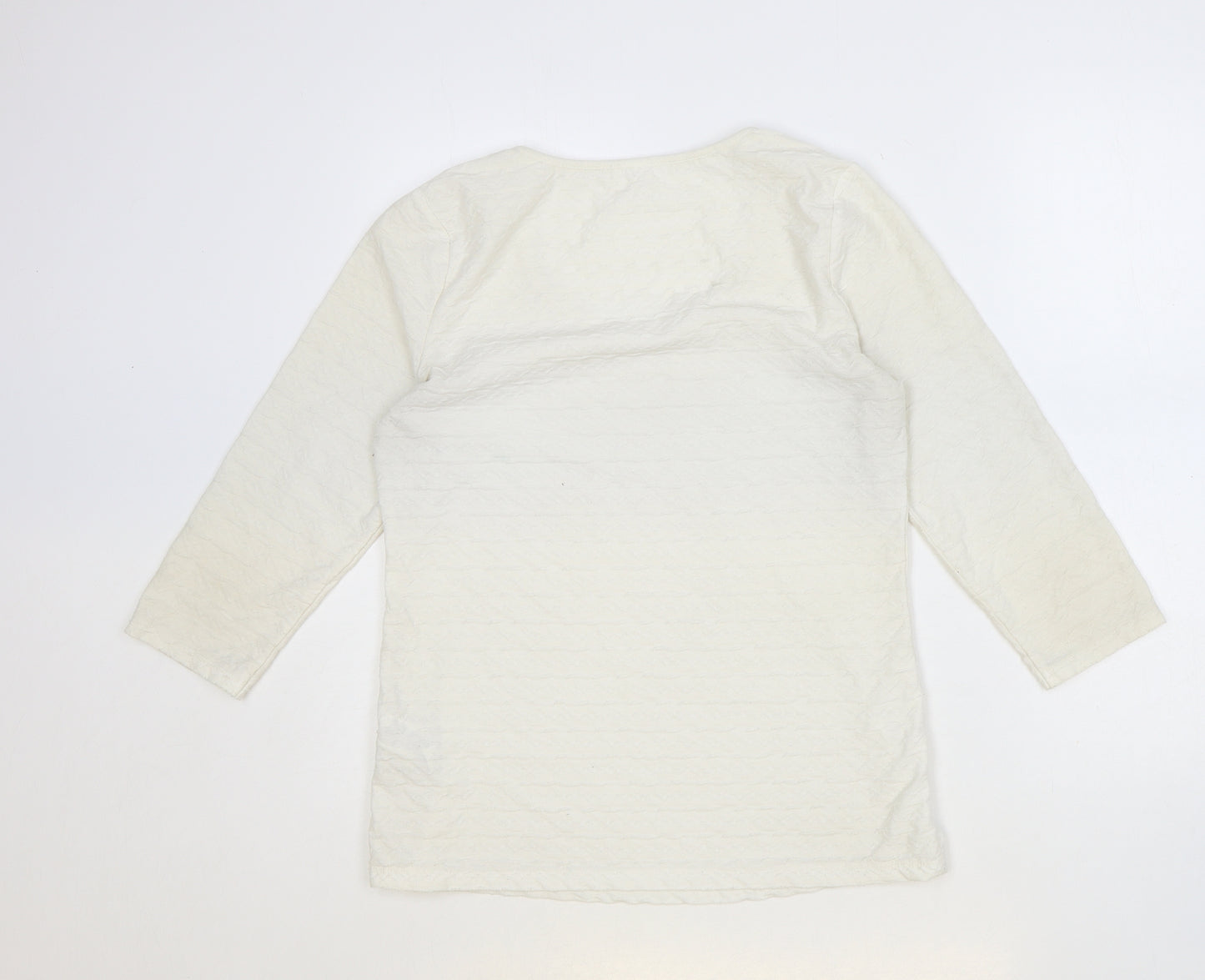 Marks and Spencer Womens Ivory Polyester Basic Blouse Size 12 Scoop Neck