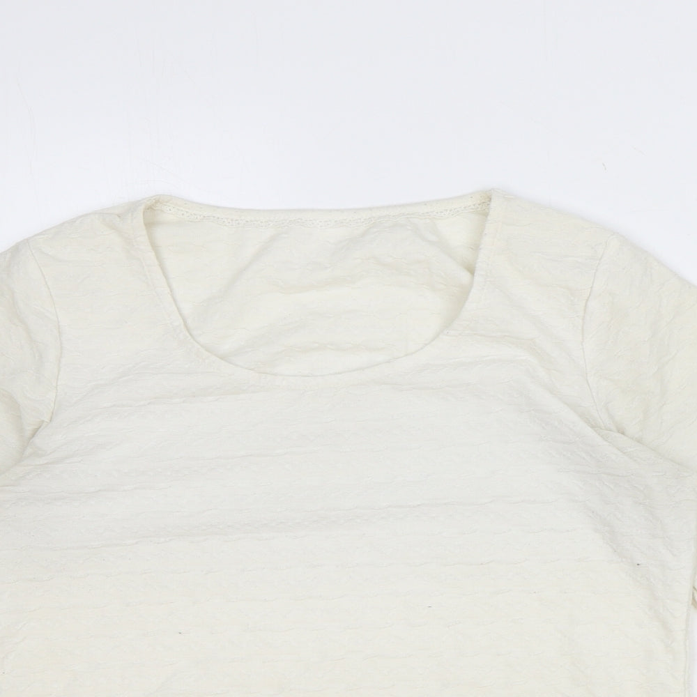 Marks and Spencer Womens Ivory Polyester Basic Blouse Size 12 Scoop Neck