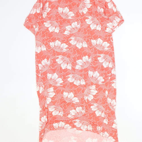 Pure Womens Pink Floral Modal T-Shirt Dress Size 10 Round Neck Pullover