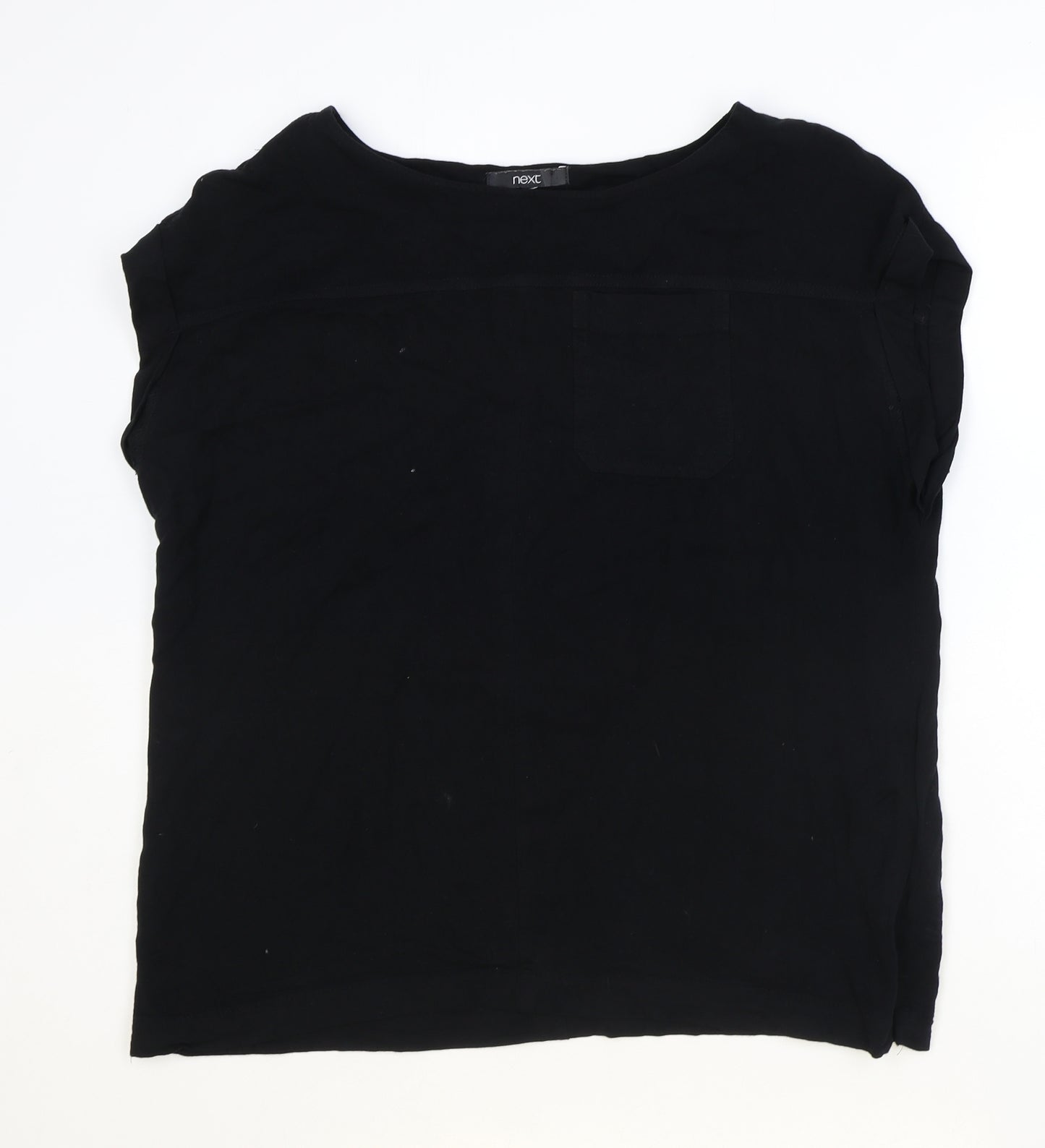 NEXT Womens Black Viscose Basic Blouse Size 16 Boat Neck
