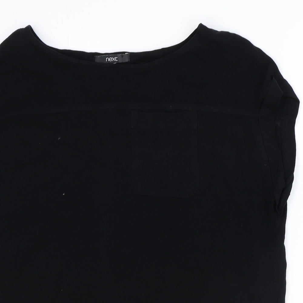 NEXT Womens Black Viscose Basic Blouse Size 16 Boat Neck