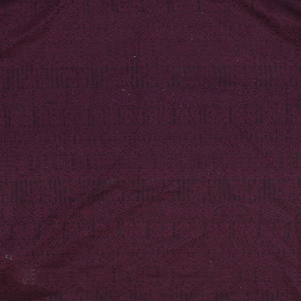 New Look Womens Purple Geometric Polyester Basic Blouse Size 14 Boat Neck