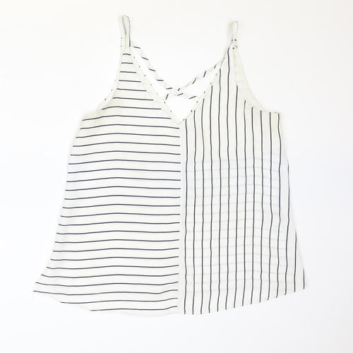 F&F Womens Ivory Striped Polyester Camisole Tank Size 14 V-Neck