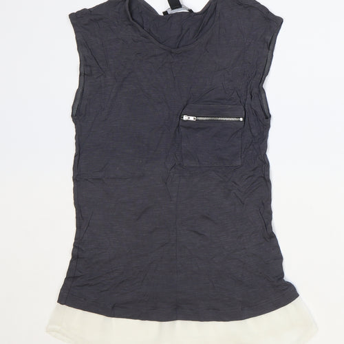 Atmosphere Womens Grey Polyester Basic Tank Size 8 Scoop Neck - Chiffon Hem