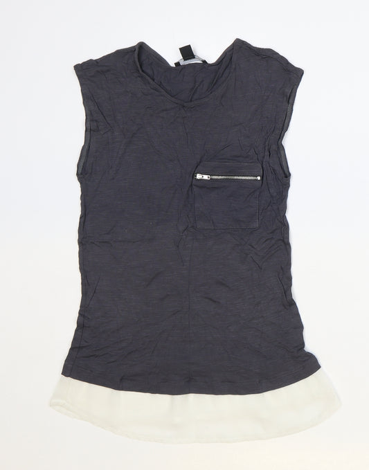 Front view of Atmosphere women’s grey polyester basic tank, size UK 8, scoop neck - chiffon hem