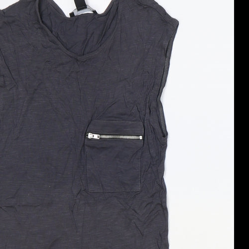 Atmosphere Womens Grey Polyester Basic Tank Size 8 Scoop Neck - Chiffon Hem