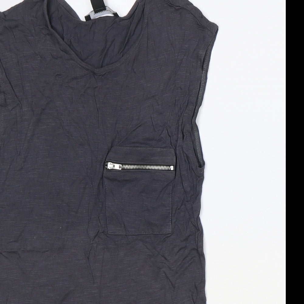 Atmosphere Womens Grey Polyester Basic Tank Size 8 Scoop Neck - Chiffon Hem