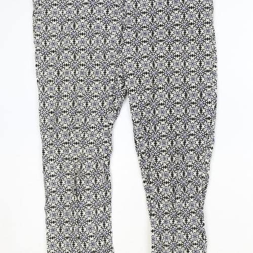 H&M Womens Multicoloured Geometric Polyester Trousers Size 8 Regular Zip