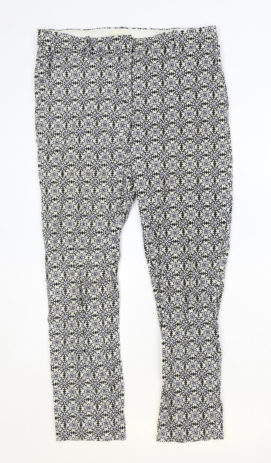 H&M Womens Multicoloured Geometric Polyester Trousers Size 8 Regular Zip