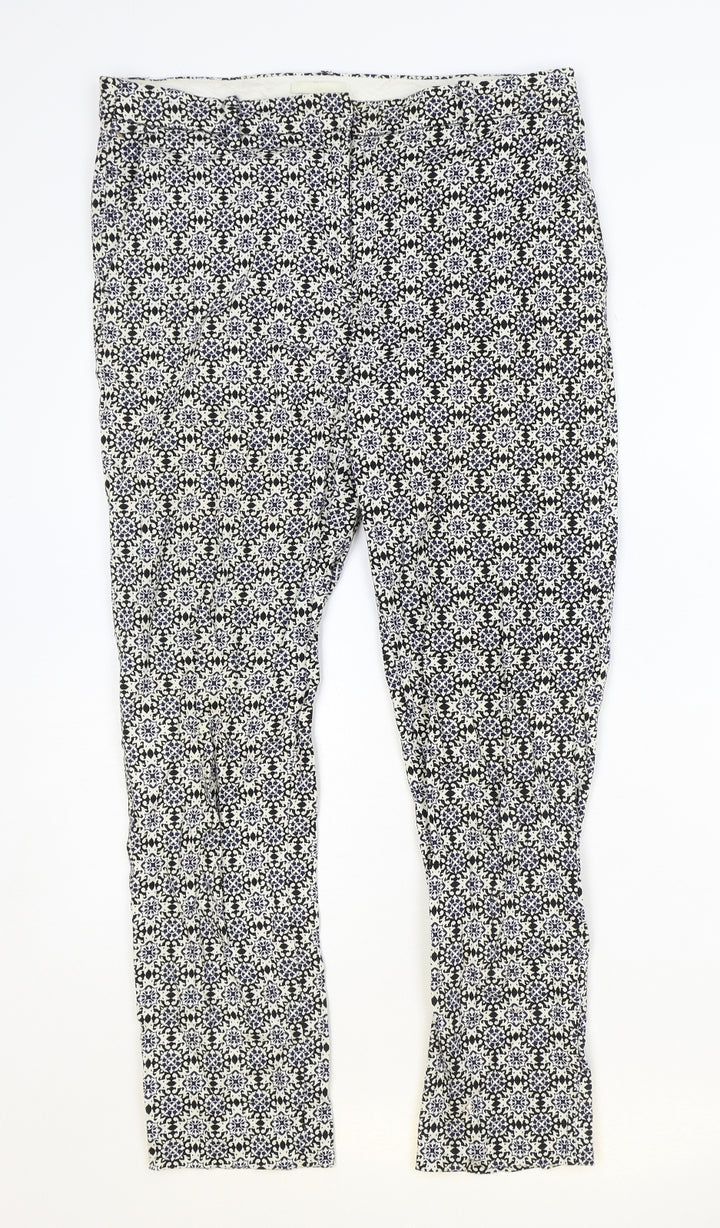 H&M Womens Multicoloured Geometric Polyester Trousers Size 8 Regular Zip