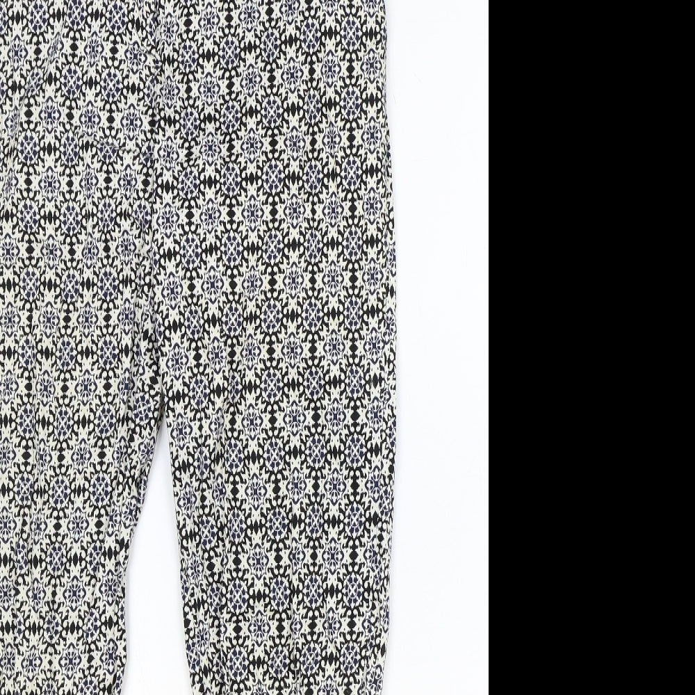 H&M Womens Multicoloured Geometric Polyester Trousers Size 8 Regular Zip