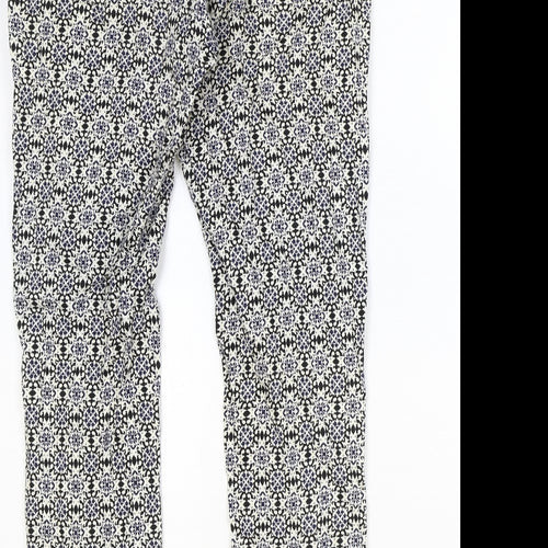 H&M Womens Multicoloured Geometric Polyester Trousers Size 8 Regular Zip