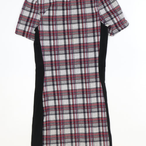 Topshop Womens Multicoloured Plaid Polyester A-Line Size 10 Round Neck Pullover