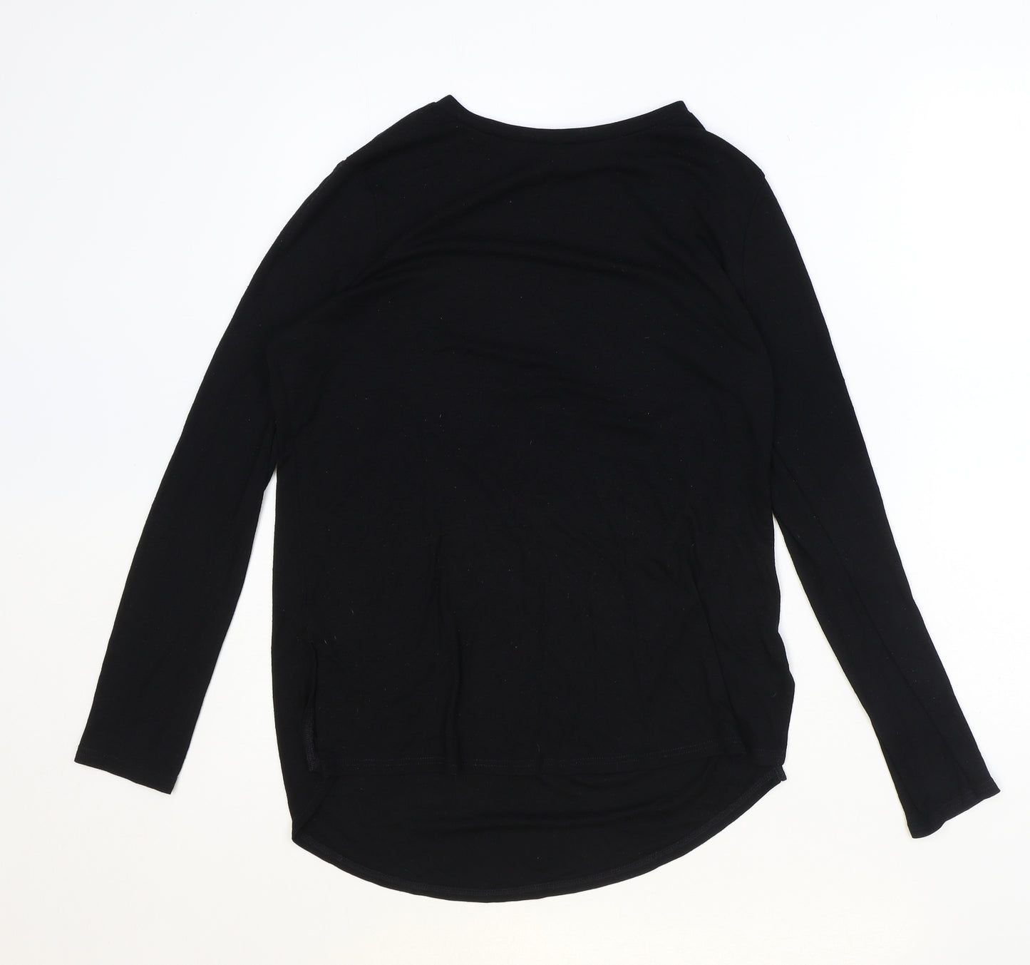 River Island Womens Black Viscose Basic Blouse Size 10 Boat Neck