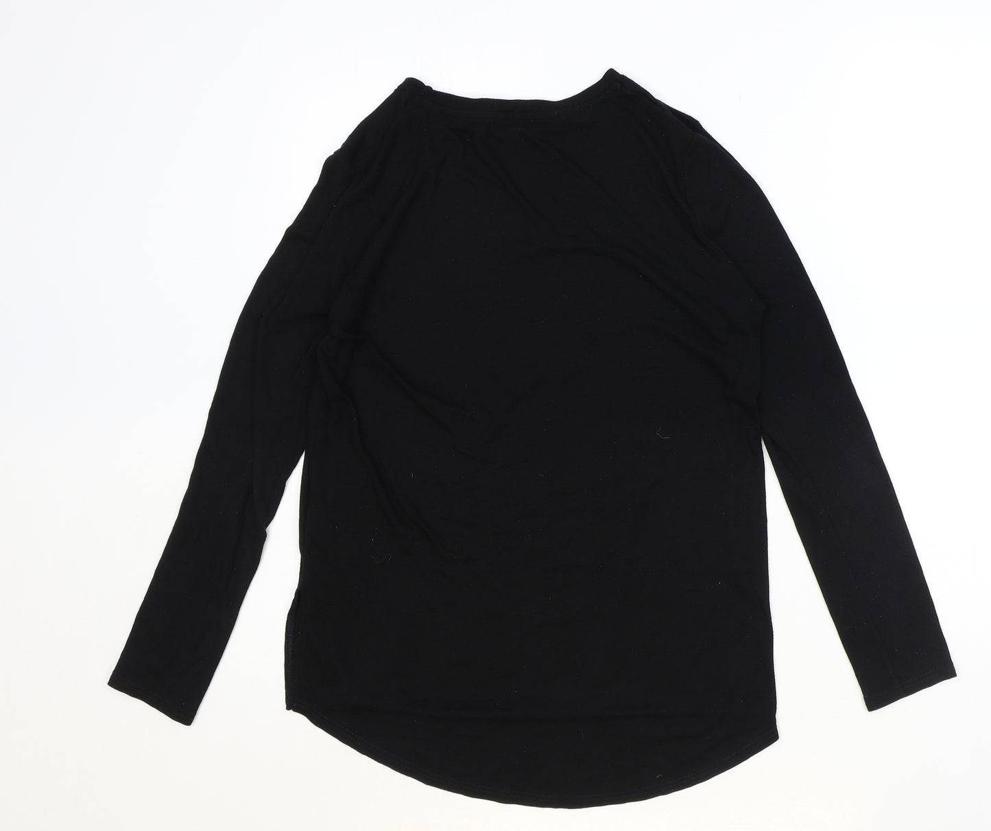 River Island Womens Black Viscose Basic Blouse Size 10 Boat Neck