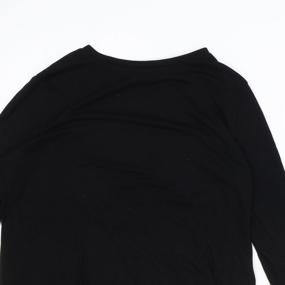 River Island Womens Black Viscose Basic Blouse Size 10 Boat Neck
