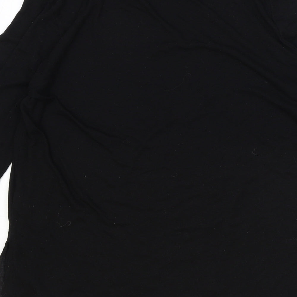 River Island Womens Black Viscose Basic Blouse Size 10 Boat Neck