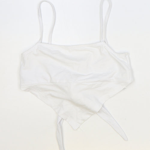 ASOS Womens Ivory Cotton Cropped Tank Size 8 Square Neck